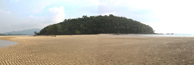 When the tide is out Layan Beach is a rippled sandy plain